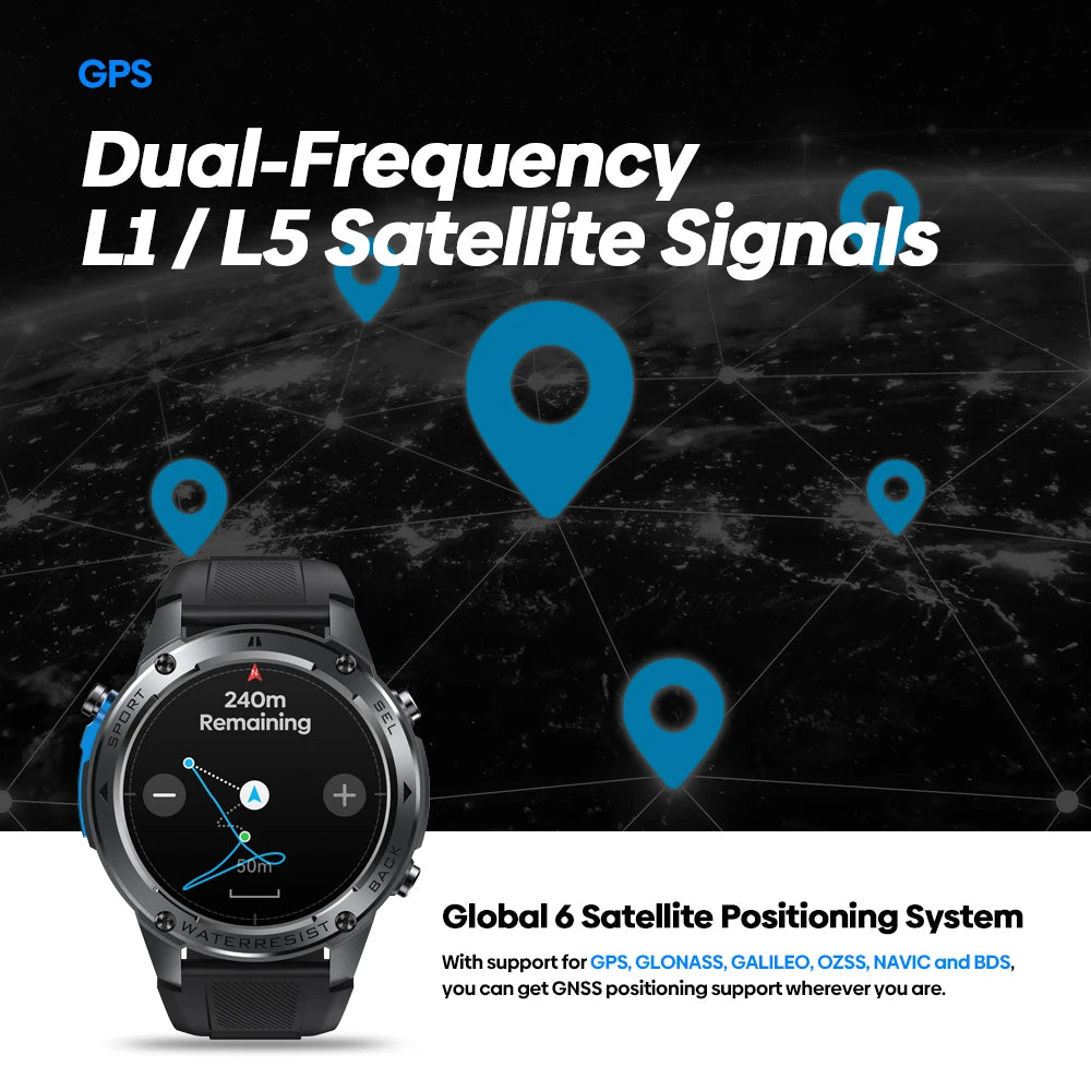 Zeblaze Stratos 2 Ultra – Montre GPS Outdoor 10 ATM, Boussole, Altimètre, Appels Bluetooth