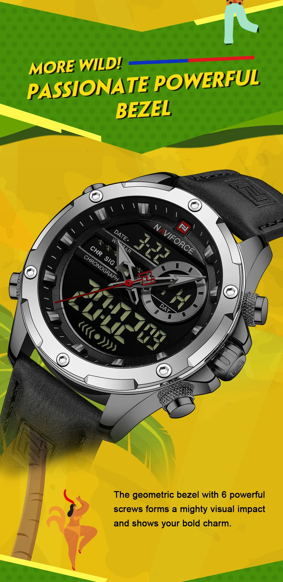 Montre Homme Naviforce – Double Affichage LED & Quartz, Sport Étanche avec Date