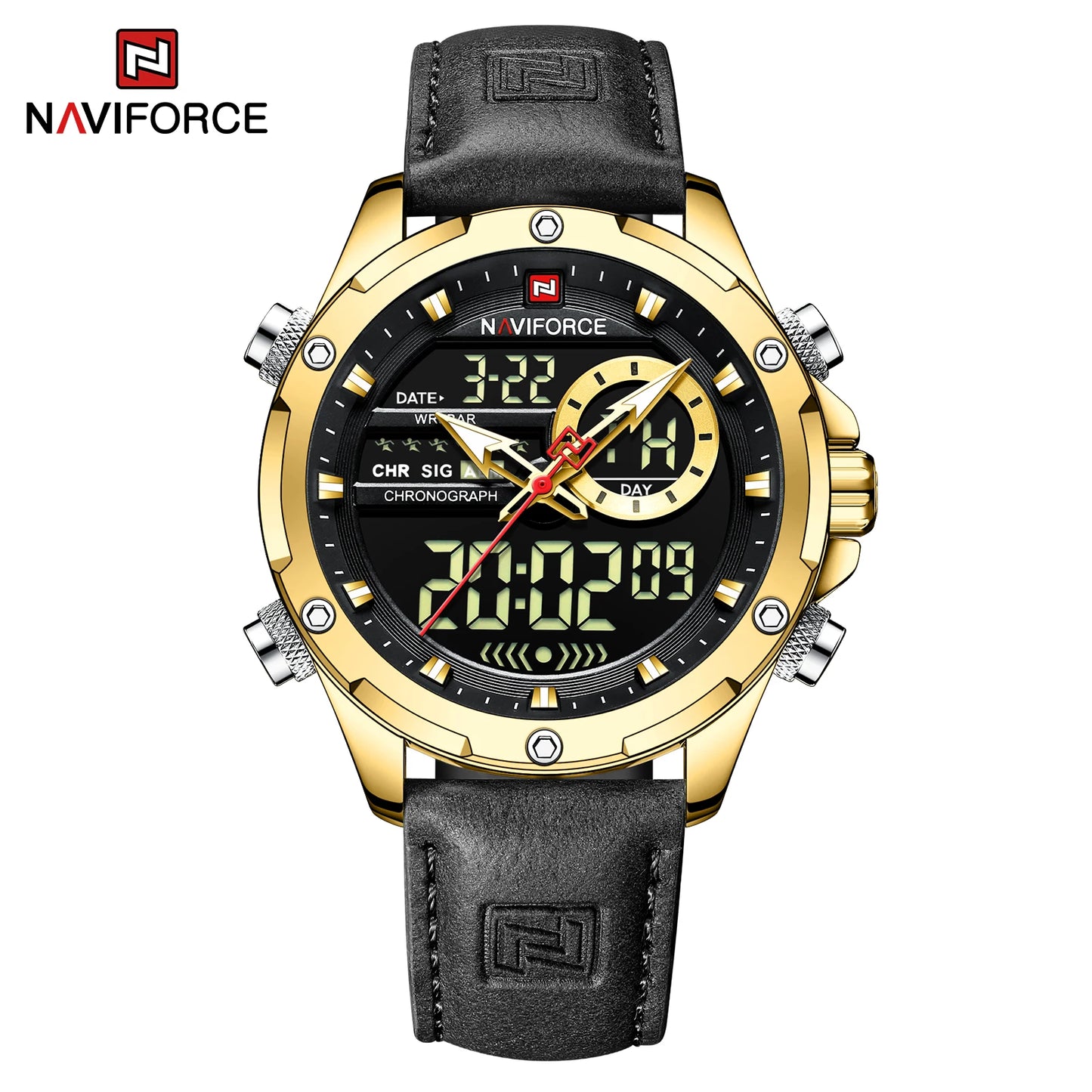 Montre Homme Naviforce – Double Affichage LED & Quartz, Sport Étanche avec Date