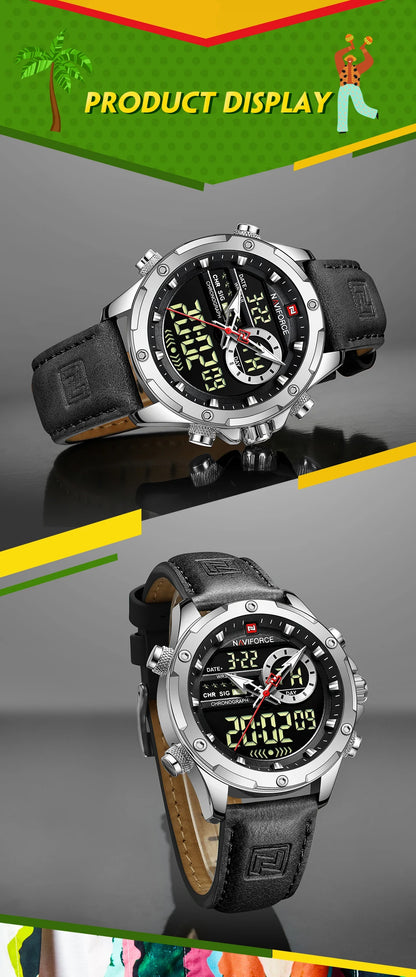 Montre Homme Naviforce – Double Affichage LED & Quartz, Sport Étanche avec Date