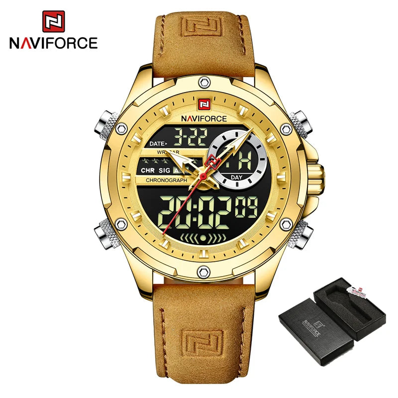 Montre Homme Naviforce – Double Affichage LED & Quartz, Sport Étanche avec Date