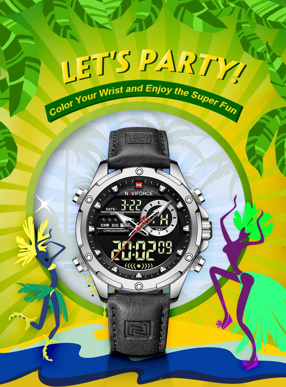 Montre Homme Naviforce – Double Affichage LED & Quartz, Sport Étanche avec Date