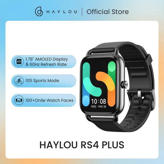 Haylou RS4 Plus – Montre Connectée AMOLED 1,78", 105 Modes Sport, Autonomie 10 Jours, Étanche IP68