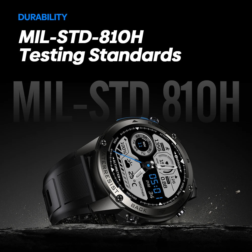 Zeblaze Stratos 2 Ultra – Montre GPS Outdoor 10 ATM, Boussole, Altimètre, Appels Bluetooth