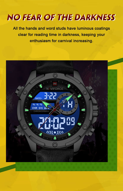 Montre Homme Naviforce – Double Affichage LED & Quartz, Sport Étanche avec Date