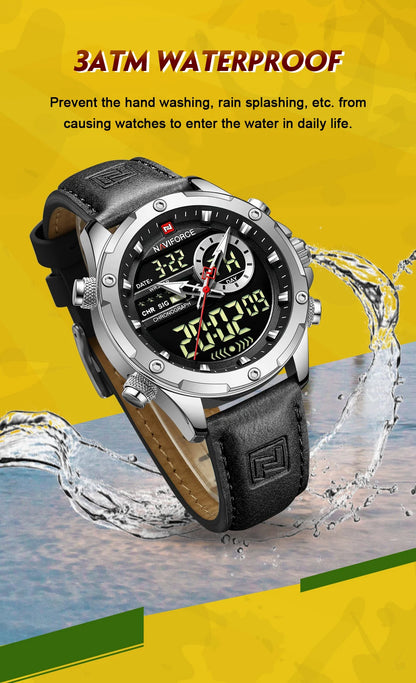 Montre Homme Naviforce – Double Affichage LED & Quartz, Sport Étanche avec Date