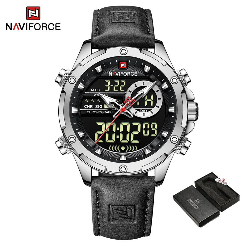 Montre Homme Naviforce – Double Affichage LED & Quartz, Sport Étanche avec Date